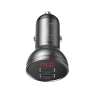 Зарядное устройство Baseus Digital Display Dual USB 4.8A Car Charger 24W Grey