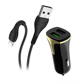 Автомобильное зарядное устройство Hoco Z31 Universe double port QC3.0 car charger 2USB 3.4A Black
