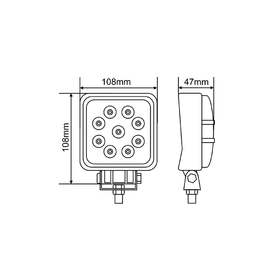 Фара LED Winso Pro 10-30В мощность 27Вт (9x3Вт) Epistar рассеянный 1шт.