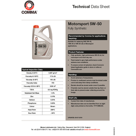 Моторное масло Comma MOTORSPORT 5W50 5л