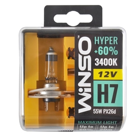 Галогеновая автолампа Winso HYPER H7 12V +60% 55W PX26d SET 712730